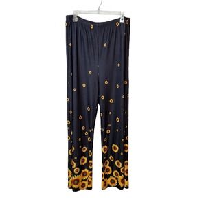 Lily By Firmiana Womens 4XL Sunflower Print Wide Leg Pants Stretch Fall Autumn